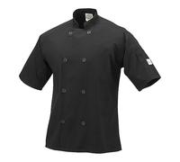 Mercer Culinary M60013BK7X Millennia Men's Short Sleeve Cook Jacket with Traditional Buttons, 7X-Large, Black