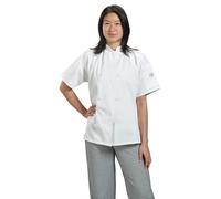 Mercer Culinary M60023WHXS Millennia Women's Short Sleeve Cook Jacket with Traditional Buttons, X-Small, White