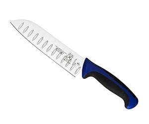 Mercer Culinary Millennia Color Handle Cutlery 7" Santoku Knife (Granton Edge) Blue