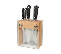 Mercer Culinary Renaissance 6-Piece Stainless Steel Forged Knife Block Set in Wood Block with Tempered Glass, Multi-Colour