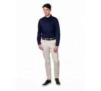 Mercerised Cotton Long Sleeve Polo Shirt Smart Casual Wear XPOSED Navy 2XL
