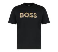 Mercerised-cotton T-shirt with logo artwork - male - Boss - T-Shirts - Black - M - Tops M