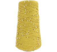 Mercerized Cotton Pearl Yarn, 1 Big Ball Soft and Luxurious Bright Silk Cotton Thread Yarn with Pearl for Hand Knitting & Crocheting Total 350g (1, Turmeric Yellow)