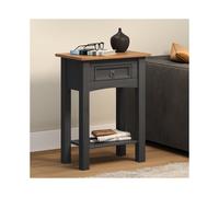 Mercers Corona Charcoal 1 Drawer Console Table - Solid Pine, Antique Waxed Top, Lower Shelf