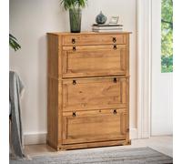 Mercers Furniture Corona 1 Drawer 3 Shelf Shoe Rack Chest Solid Wood Pine Antique Wax Wooden