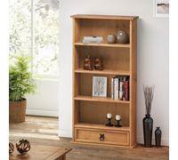 Mercers Furniture Corona 1 Drawer Media Rack Dvd Small Bookcase 4 Shelf Display Storage Unit Solid Pine With Mexican Styling