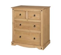 Mercers Furniture Corona 2+2 Chest Of 4 Drawers Solid Pine With Mexican Styling