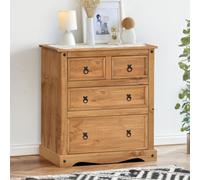 Mercers Furniture Corona Chest Of Drawers Compact 2+2 4 Drawer Solid Wood Pine Wooden With Mexican Styling