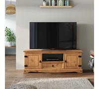 Mercers Furniture Corona 2 Door 1 Drawer Widescreen Tv Media Stand Unit Solid Wood Pine Wooden With Mexican Styling
