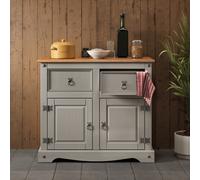 Corona Grey Wax 2 Door Sideboard Solid Pine Furniture