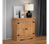Mercers Furniture Corona 2-Door Solid Pine Sideboard Cupboard - Traditional Mexican Style, Antique Wax Finish, Self-Assembly