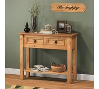 Mercers Furniture Corona 2 Drawer Console Table 1 Shelf Hallway Stand Side Unit Solid Wood Pine Wooden With Mexican Styling
