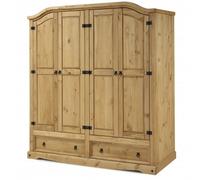 Mercers Furniture Corona 4 Door 2 Drawer Wardrobe Solid Pine With Mexican Styling