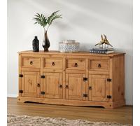 Mercers Furniture Corona 4 Door 4 Drawer Sideboard Large Cabinet Storage Solid Wood Pine Wooden With Mexican Styling