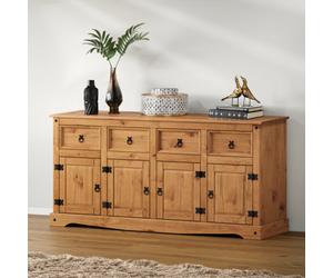 Mercers Furniture Corona 4 Door 4 Drawer Sideboard Large Cabinet Storage Solid Wood Pine Wooden With Mexican Styling