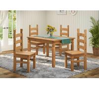 Mercers Furniture Corona 4'0" Dining Table & 4 Chairs Dining Set Solid Pine With Mexican Styling