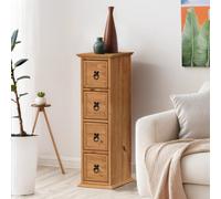 Mercers Furniture Corona 4X1 Cd Unit 4 Drawer Storage Tower Solid Wood Pine Wooden With Mexican Styling