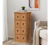 Mercers Furniture Corona 4X2 Cd Unit 4 Drawer Storage Tower Solid Wood Pine Wooden With Mexican Styling