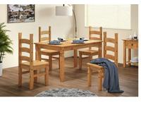 Mercers Furniture Corona 5'0" Table & 4 Chairs Dining Set Solid Wood Pine Wooden Kitchen With Mexican Styling