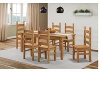 Mercers Furniture Corona 6'0" Table & 6 Chairs Dining Set Solid Pine With Mexican Styling