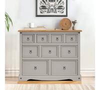 Mercers Furniture Corona 9 Drawer Merchants Chest 4+3+2 Drawers Sideboard Solid Wood Pine Grey Painted Wax Wooden Mexican Styling