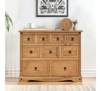 Mercers Furniture Corona 9 Drawer Merchants Chest Sideboard 4+3+2 Drawers Solid Wood Pine Wooden With Mexican Styling