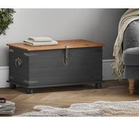 Mercers Furniture Corona Blanket Box Storage Chest Charcoal Dark Grey Ottoman Toy Trunk Solid Wood Pine Wooden Bedroom Towel Bedding Painted Shabby Chic Mexican Style 46cm High. 92cm Wide. 45cm Deep.
