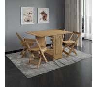 Mercers Furniture Corona Butterfly Dining Set & 4 Chairs Folding Compact Drop Leaf Solid Pine