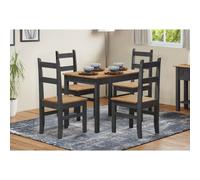 Corona Charcoal Budget Dining Set Table and 4 Chairs Solid Wood Pine Wooden Dark Grey