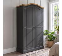 Mercers Furniture Corona Charcoal Grey 2 Door Arch Top Wardrobe