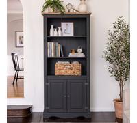 Mercers Furniture Corona Charcoal Grey 2 Door Bookcase Display Cabinet Solid Wood Mexican Pine Wooden