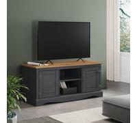 Mercers Furniture Corona Charcoal Grey 2 Door Media Tv Unit Solid Wood Mexican Pine
