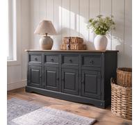 Mercers Furniture Corona Charcoal Grey 4 Door Sideboard Cabinet Cupboard Dresser Solid Wood Mexican Pine Wooden