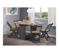 Corona Butterfly Drop Leaf Dining Table and 4 Chairs Charcoal Grey Pine Wooden