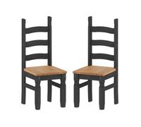 Mercers Furniture Corona Charcoal Grey Pair Of Dining Chairs Solid Wood Mexican Pine