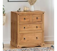 Mercers Furniture Corona Chest Of Drawers Large 2+2 4 Drawer Solid Wood Mexican Pine Wooden Bedroom 103Cm H. 92Cm W. 48Cm D.