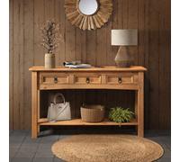 Mercers Furniture Corona Console Table 3 Drawer Hallway Stand Side Unit Sideboard Solid Wood Mexican Pine Wooden