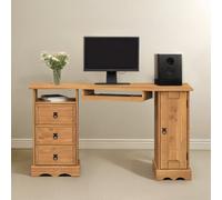Mercers Furniture Corona Corner Computer Desk 3 Drawer 1 Door Office Bedroom Solid Wood Pine Wooden With Mexican Styling