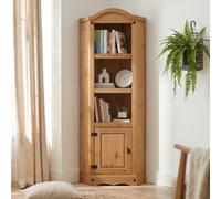 Mercers Furniture Corona Corner Display Unit 1 Door Bookcase Solid Wood Pine Wooden Cupboard Cabinet With Mexican Styling