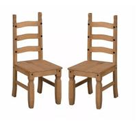Mercers Furniture Corona Dining Chairs Pair Slat Ladder Back Solid Pine Chairs With Mexican Styling