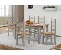 Mercers Furniture Corona Grey 5'0" Dining Table & 4 Chairs Set Solid Wood Mexican Pine