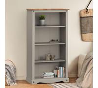 Corona Bookcase Grey Wax Medium Solid Wood Pine Wooden Painted Shabby Chic Mexican Shelving Open Display Shelves Office Hallway Living Dining Room Kitchen 150cm High 82cm Wide 29cm Deep