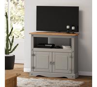 Mercers Furniture Corona Grey Corner Tv Unit Stand Solid Wood Mexican Pine Wooden