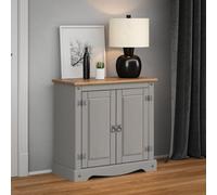 Mercers Furniture Corona Grey Painted Wax 2 Door Cupboard Sideboard Solid Wood Pine Wooden With Mexican Styling