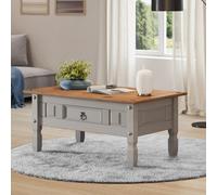 Mercers Furniture Corona Grey Painted Wax Coffee Table 1 Drawer Solid Wood Pine Wooden With Mexican Styling