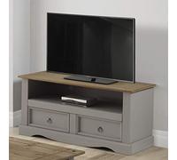 Mercers Furniture Corona Grey Painted Wax Flat Screen TV Unit Entertainment Media Stand Solid Wood Pine Wooden Living Room Lounge Storage 54cm High 100cm Wide 44cm Deep