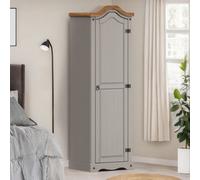 Mercers Furniture Corona Grey Wax 1 Door Wardrobe Single Robe Solid Wood Pine Wooden With Mexican Styling