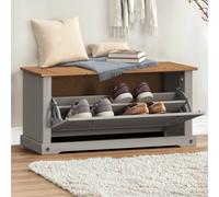 Corona Grey Wax Shoe Rack Bench 1 Shelf Chest Wooden Pine
