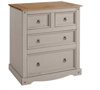 Mercers Furniture Corona Grey Wax 2+2 Chest Of 4 Drawers Solid Pine With Mexican Styling