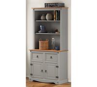 Mercers Furniture Corona Grey Wax 2 Door 2 Drawer Dresser Buffet Hutch Open Storage Solid Pine With Mexican Styling